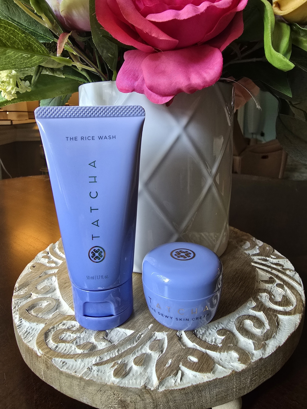 Tatcha The Rice Wash 1.7fl Oz Cleanser & The Dewey Skim Cream .34fl Oz Duo. NEW